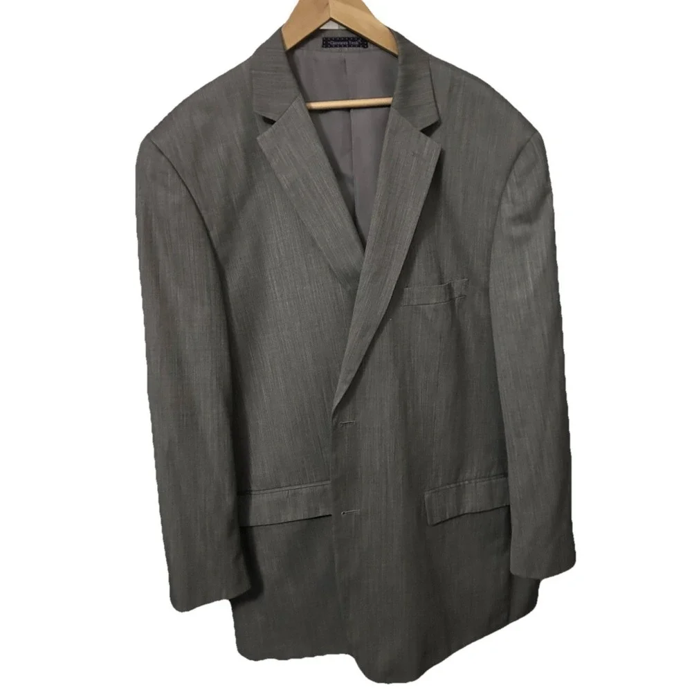 Giovanni Testi 2 Piece Suit  Jacket 54 Long Pants 48x29 Gray Poly Viscose Blend